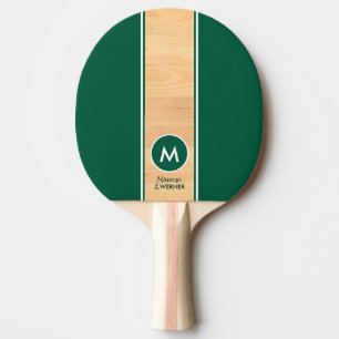 Raquette De Ping Pong Monogramme rayure bois couleur verte