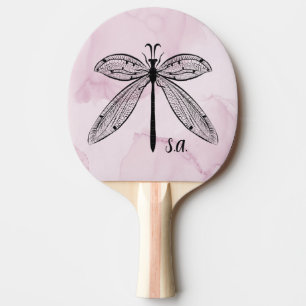 Raquette De Ping Pong Monogramme rose de l'insecte dragonne