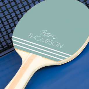Raquette De Ping Pong Monogramme simple et élégant sur bleu turquoise