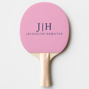 Raquette De Ping Pong Monogramme simple rose classique/marine minimalist