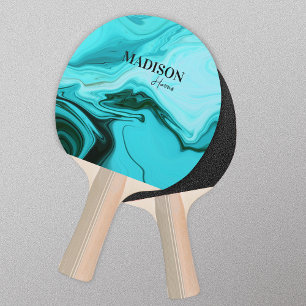 Raquette De Ping Pong Monographie d'art marbré bleu mignon