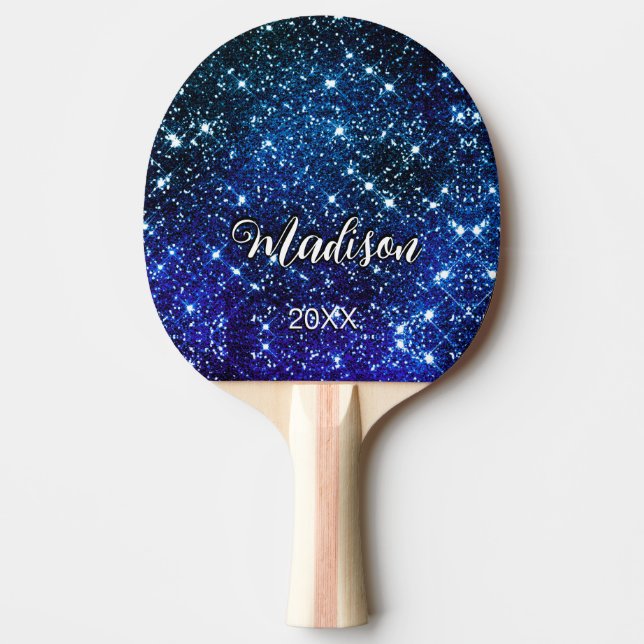 Raquette De Ping Pong Monographie de Parties scintillant bleue irisée Wh (Devant)