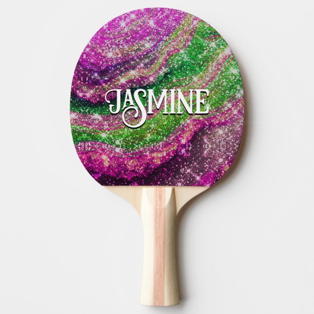 Raquette De Ping Pong Monographie de Parties scintillant rose blanc (Devant)