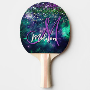 Raquette De Ping Pong Monographie de parties scintillant vert foncé mou