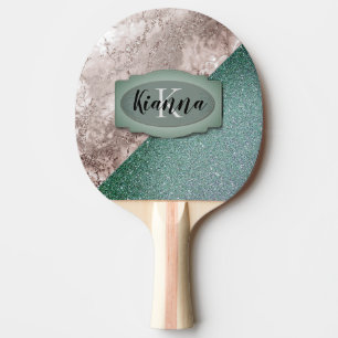 Raquette De Ping Pong Monographie verte en marbre rose