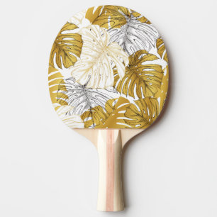 Raquette De Ping Pong Monstera Feuilles : Blanc doré