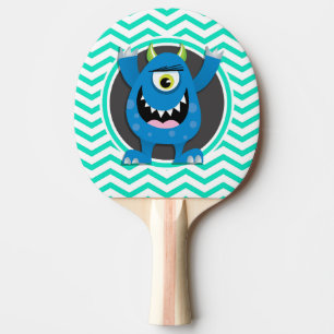 Raquette De Ping Pong Monstre Bleu ; Aqua Green Chevron