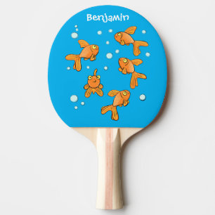 Raquette De Ping Pong Morceau de poisson rouge orange mignon sur dessin 