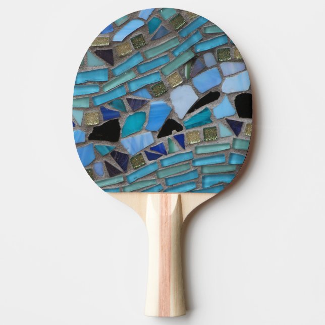 Raquette De Ping Pong Mosaïque bleue en verre de mer (Devant)