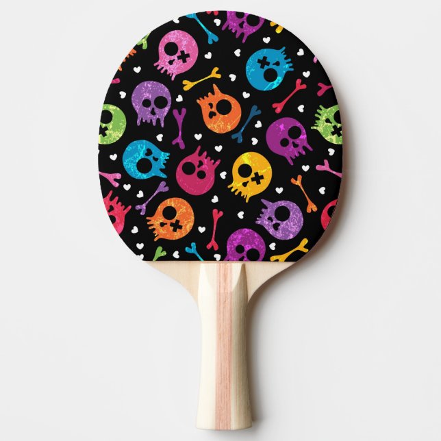 Raquette De Ping Pong Motif 2 de crânes (Devant)