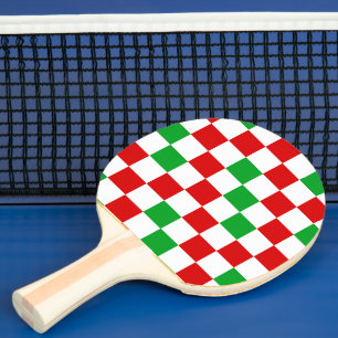 Raquette De Ping Pong Motif à carreaux rouge blanc vert 