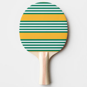 Raquette De Ping Pong Motif à cinq bandes vert et blanc avec jaune