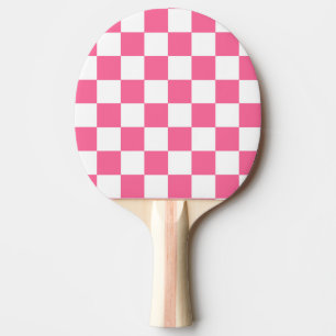 Raquette De Ping Pong Motif À damiers chèque rose blanc