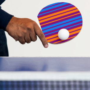 Raquette De Ping Pong Motif à rayures verticales orange bleu violet  