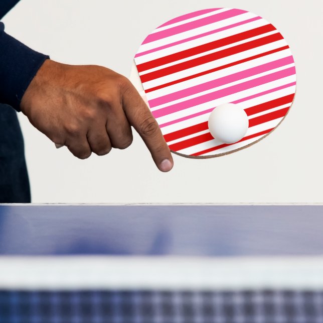 Raquette De Ping Pong Motif à rayures verticales roses rouges blanches   (Insitu)