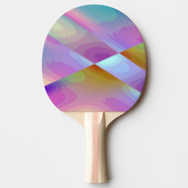 Raquette De Ping Pong Motif abstrait multicolore rose violet modifiable (Devant)