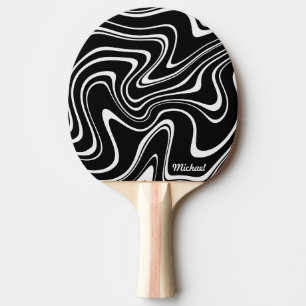 Raquette De Ping Pong Motif Abstrait noir et blanc - Personnalisable !