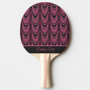 Raquette De Ping Pong Motif Abstrait Rétro Ondulé Rose et Noir