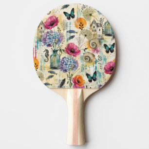 Raquette De Ping Pong Motif aquarelle botanique côtier coloré