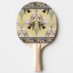 Raquette De Ping Pong Motif Art Nouveau d'orchidée colibri vintage