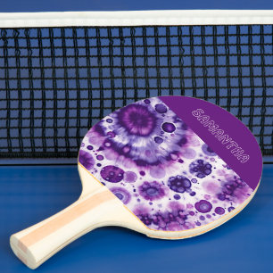 Raquette De Ping Pong Motif artistique de cercles en batik rose violet p