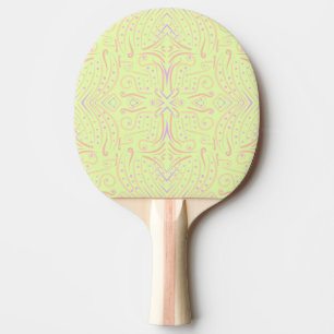 Raquette De Ping Pong Motif artistique de points de couleur pastel et de