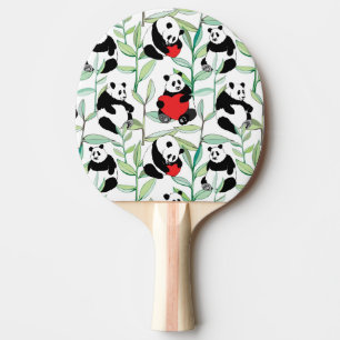 Raquette De Ping Pong motif avec de beaux pandas avec des coeurs