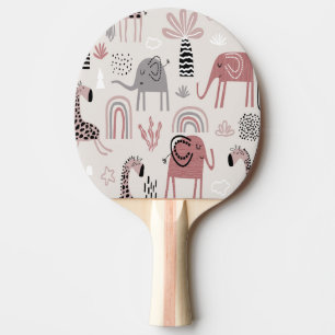 Raquette De Ping Pong motif avec de mignons éléphants et girafes géant