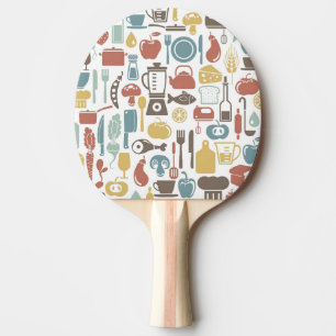 Raquette De Ping Pong Motif avec des icônes de cuisine
