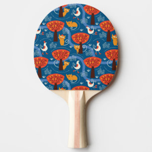 Raquette De Ping Pong motif avec les chats et les oiseaux mignons