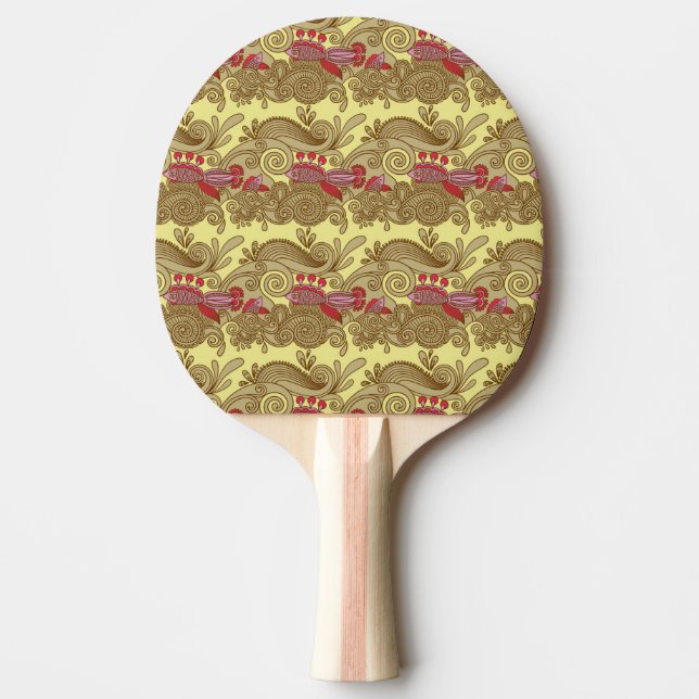 Raquette De Ping Pong Motif avec les poissons et la vague (Devant)
