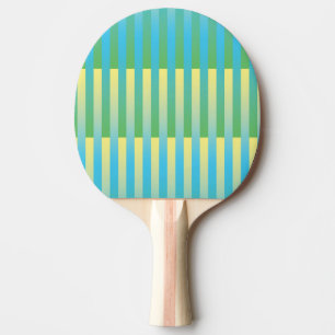 Raquette De Ping Pong Motif bleu jaune vert rayé