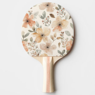 Raquette De Ping Pong Motif botanique aquarelle floral pêche beige