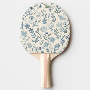 Raquette De Ping Pong Motif botanique de prairie de fleurs sauvages bleu