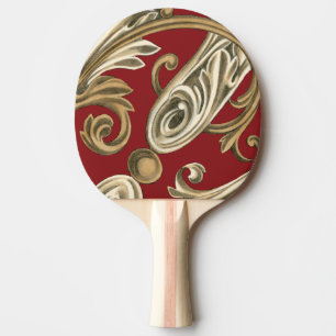 Raquette De Ping Pong Motif botanique élégant avec le feuillage bronza