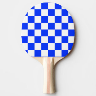 Raquette De Ping Pong Motif chèque À damiers blanc bleu