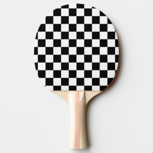 Raquette De Ping Pong Motif chèque noir et blanc