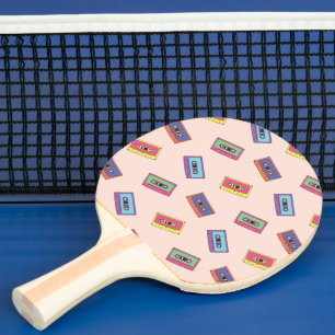 Raquette De Ping Pong Motif de bande audio Retro Neon