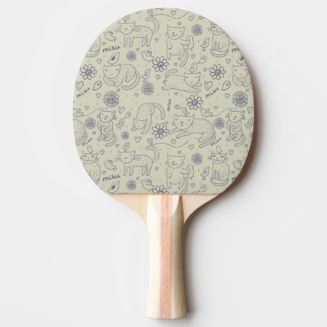 Raquette De Ping Pong Motif de bande dessinée avec les chats drôles (Devant)