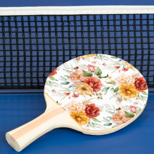 Raquette De Ping Pong Motif de bouquet de fleurs Red Peony