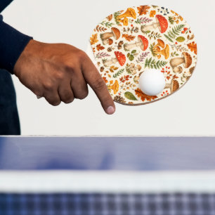 Raquette De Ping Pong Motif de champignon automnal à l'aquarelle 
