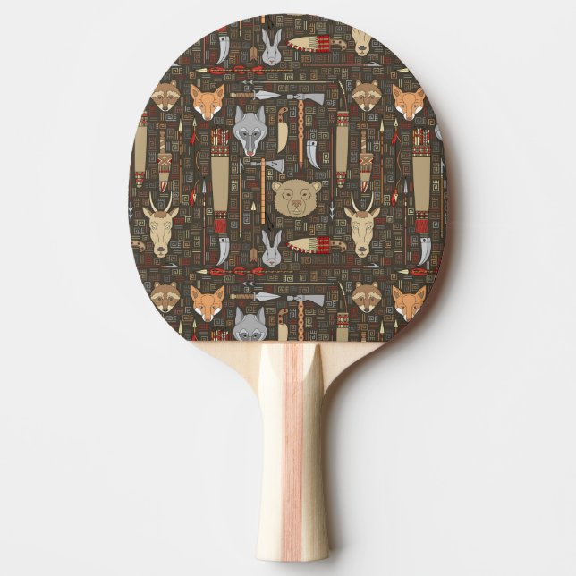 Raquette De Ping Pong Motif de chasse ethnique (Devant)
