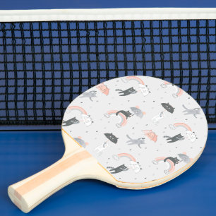 Raquette De Ping Pong Motif de chats à plume