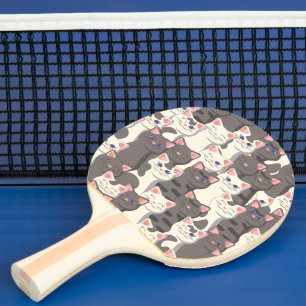 Raquette De Ping Pong Motif de chats blancs et gris