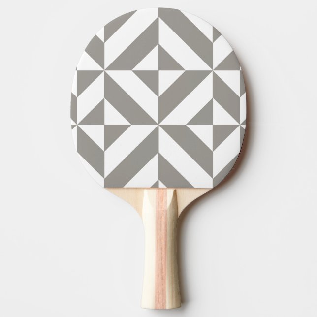 Raquette De Ping Pong Motif de cube géométrique gris argenté (Devant)