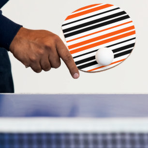 Raquette De Ping Pong Motif de design à rayures orange noir blanc