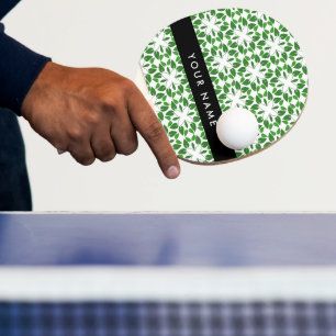Raquette De Ping Pong Motif de feuille, feuilles vertes, votre nom