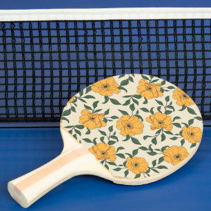 Raquette De Ping Pong Motif de fleurs de crapaud orange