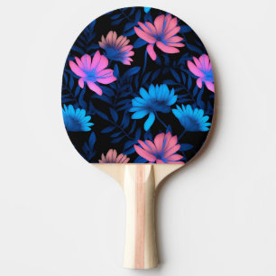 Raquette De Ping Pong Motif de fleurs de néon brillantes