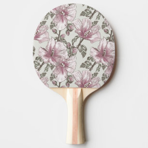 Raquette De Ping Pong Motif de fleurs rose amorti de ketmie